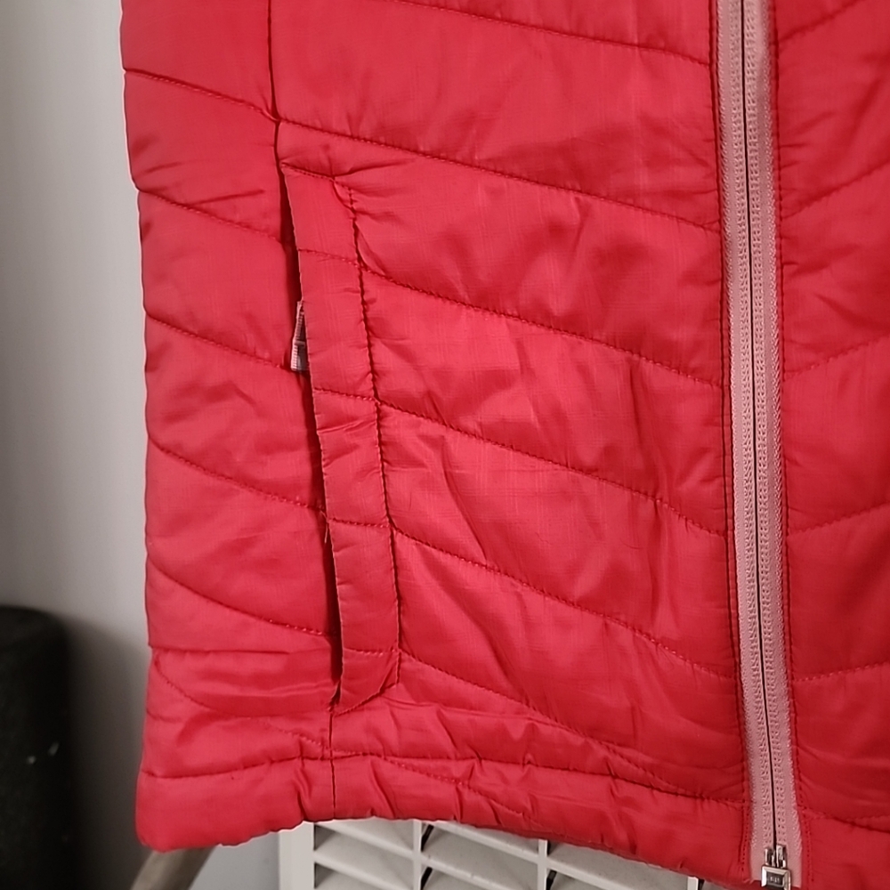 Columbia Omni-Heat Quilted Vest Girls Youth Medium Pink Zip Pockets Reflective - Picture 4 of 7
